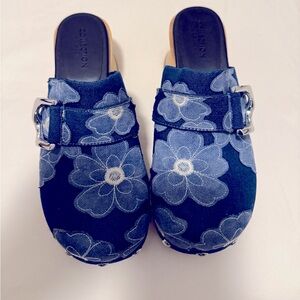Charles and Keith Floral Denim Clogs
